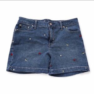 SEVEN 7 Women's Denim Jean Shorts Size 10 Mid Rise Floral Weekend Flower 4.5"